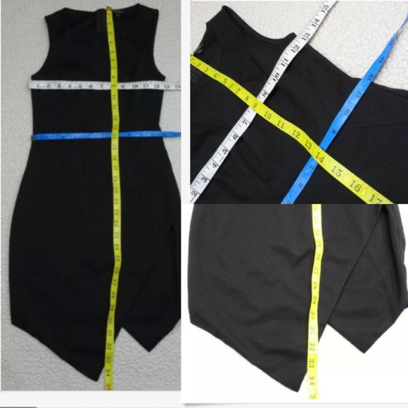 Alt. B Size Small Little Black Asymmetrical Dress Sheer Neckline - Picture 2 of 6